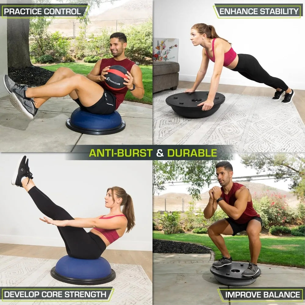 Half Balance Ball Trainer with Resistance Bands & Pump – Stability Exercise Ball for Home Gym, Yoga & Aerobic Workouts