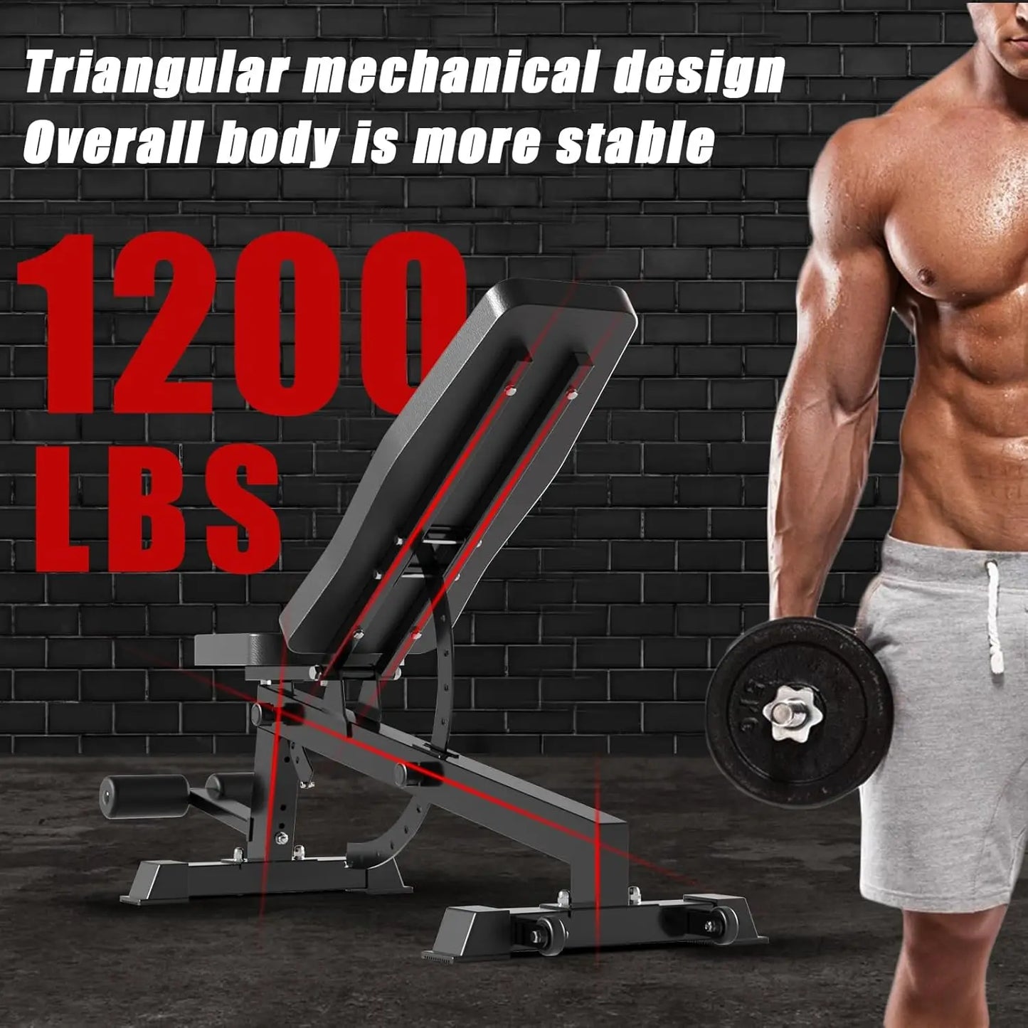 Adjustable Weight Bench for Home Gym – Full Body Workout Bench with Flat, Incline & Decline Positions