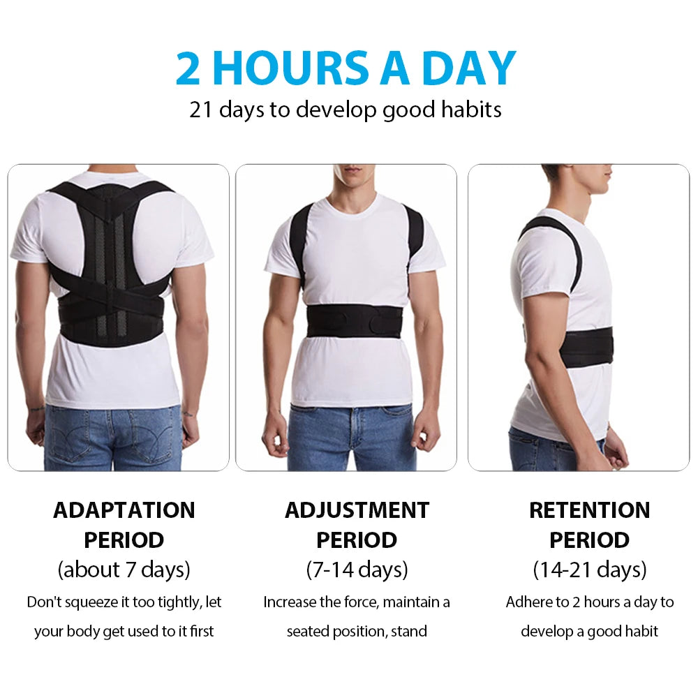 Adjustable Back Brace Posture Corrector for Men & Women – Lumbar Support Belt for Better Posture, Scoliosis & Back Pain Relief