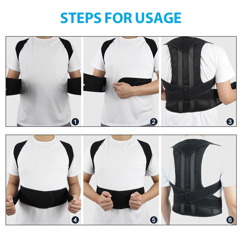 Adjustable Back Brace Posture Corrector for Men & Women – Lumbar Support Belt for Better Posture, Scoliosis & Back Pain Relief