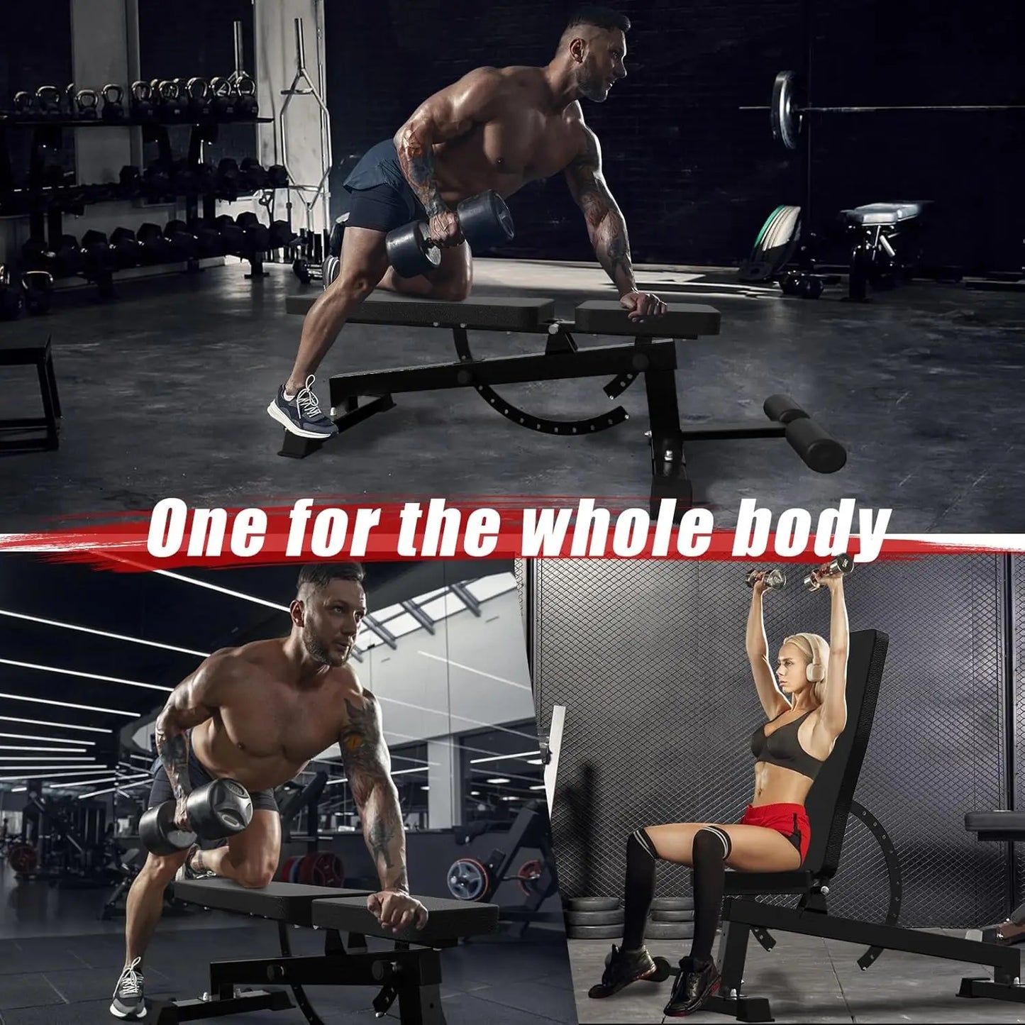 Adjustable Weight Bench for Home Gym – Full Body Workout Bench with Flat, Incline & Decline Positions
