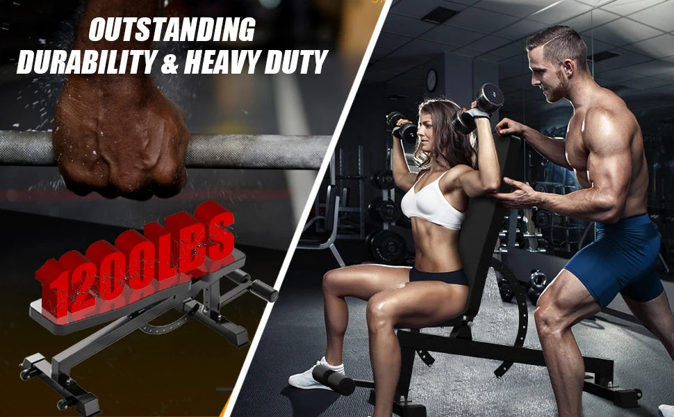 Adjustable Weight Bench for Home Gym – Full Body Workout Bench with Flat, Incline & Decline Positions