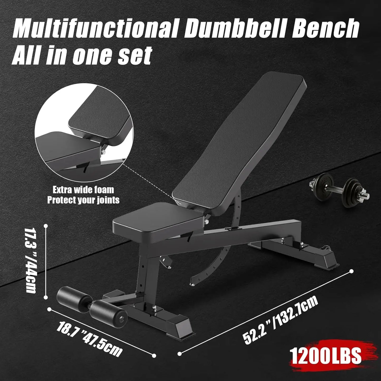 Adjustable Weight Bench for Home Gym – Full Body Workout Bench with Flat, Incline & Decline Positions