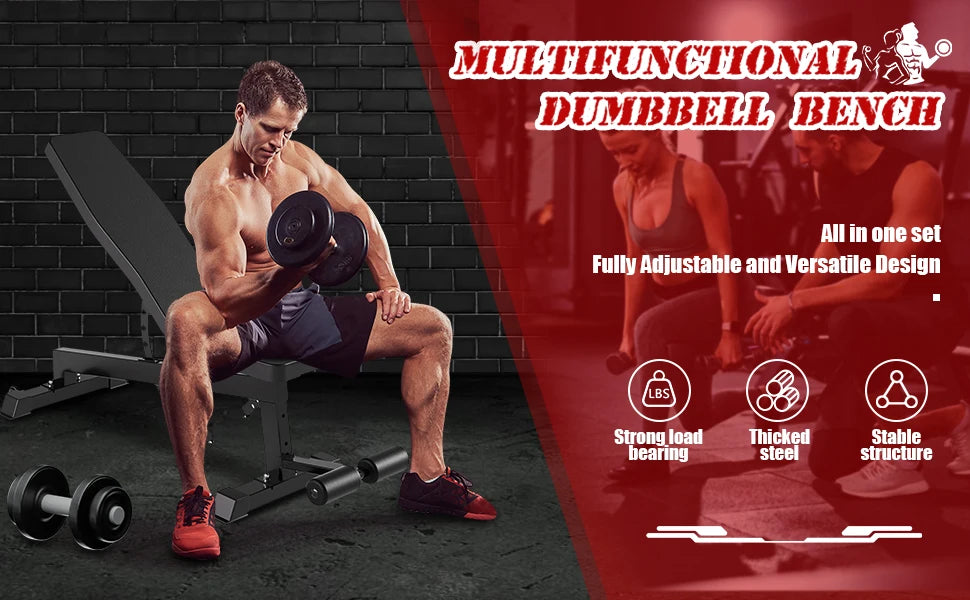 Adjustable Weight Bench for Home Gym – Full Body Workout Bench with Flat, Incline & Decline Positions