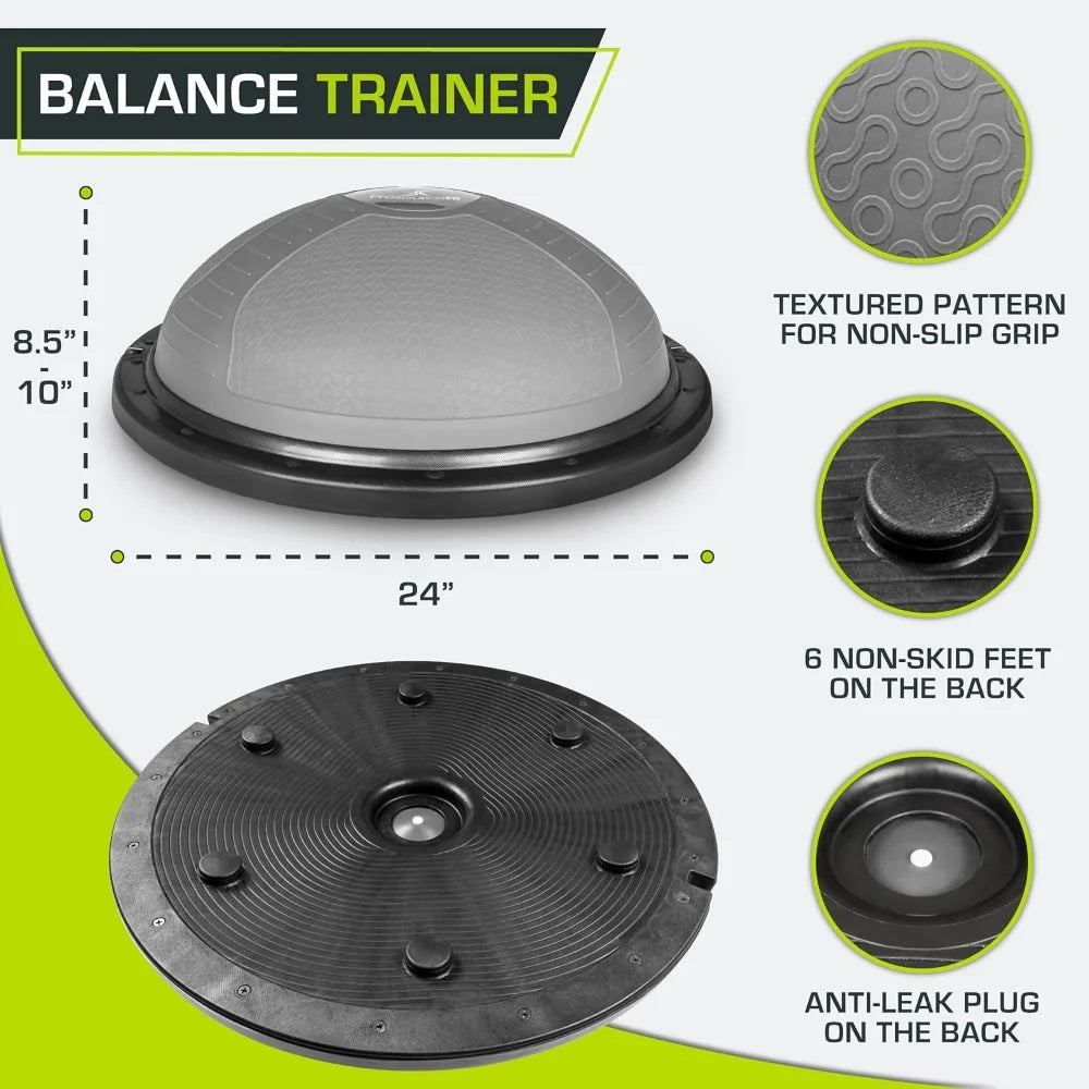 Half Balance Ball Trainer with Resistance Bands & Pump – Stability Exercise Ball for Home Gym, Yoga & Aerobic Workouts