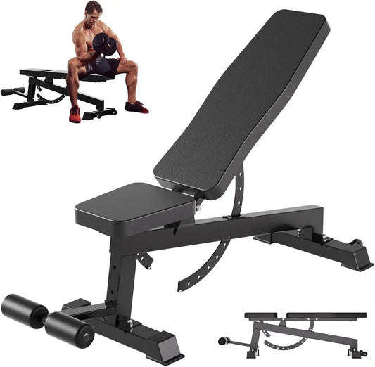 Adjustable Weight Bench for Home Gym – Full Body Workout Bench with Flat, Incline & Decline Positions