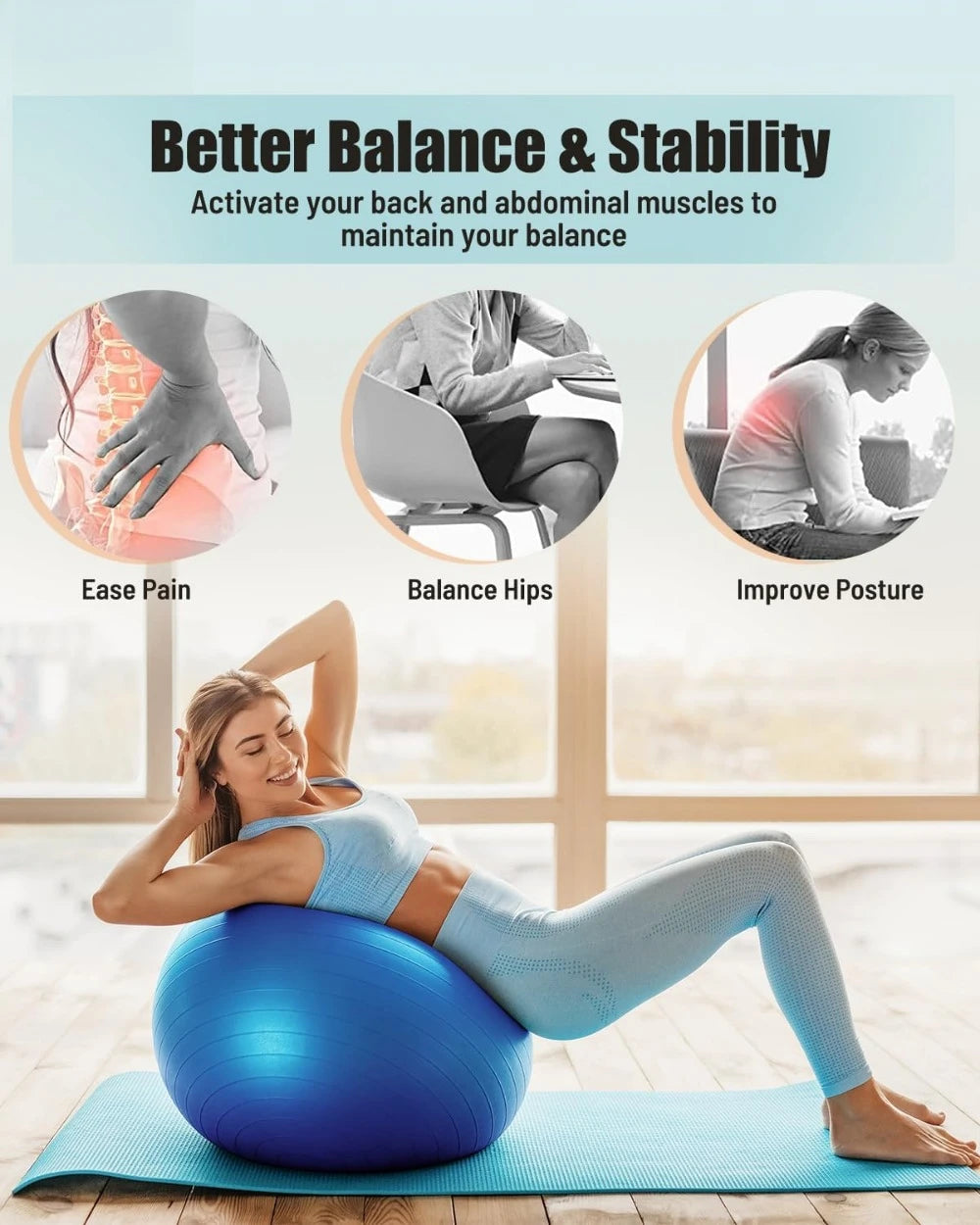 Pro Stability Ball – Anti-Slip, Anti-Burst Fitness Ball