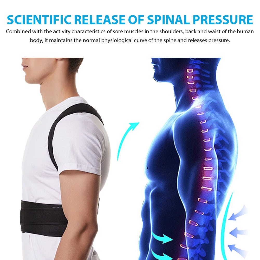 Adjustable Back Brace Posture Corrector for Men & Women – Lumbar Support Belt for Better Posture, Scoliosis & Back Pain Relief